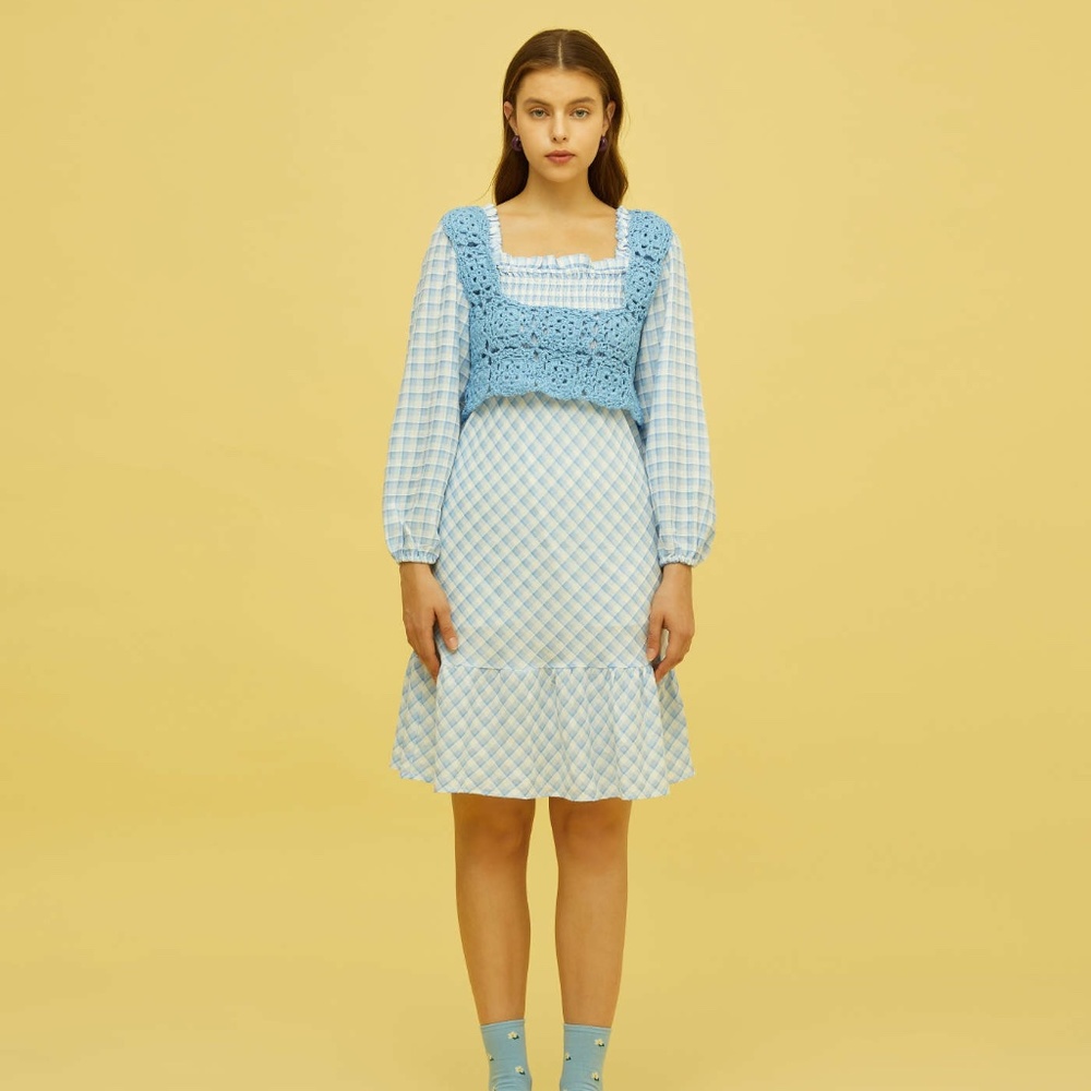 Baby Blue Crochet Crop Tank